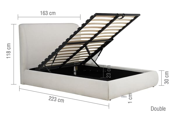 An image for Lanis Cream Fabric Ottoman Bed