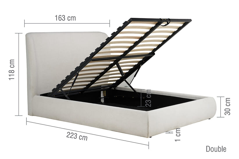 An image for Lanis Cream Fabric Ottoman Bed