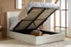Lanis Cream Fabric Ottoman Bed