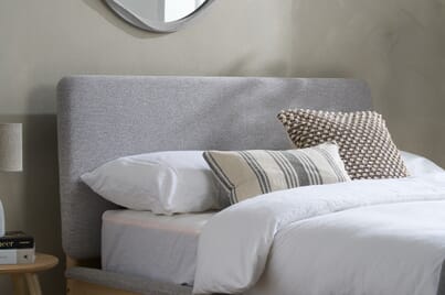 An image for Ezra Grey Fabric Bed