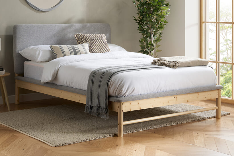An image for Ezra Grey Fabric Bed
