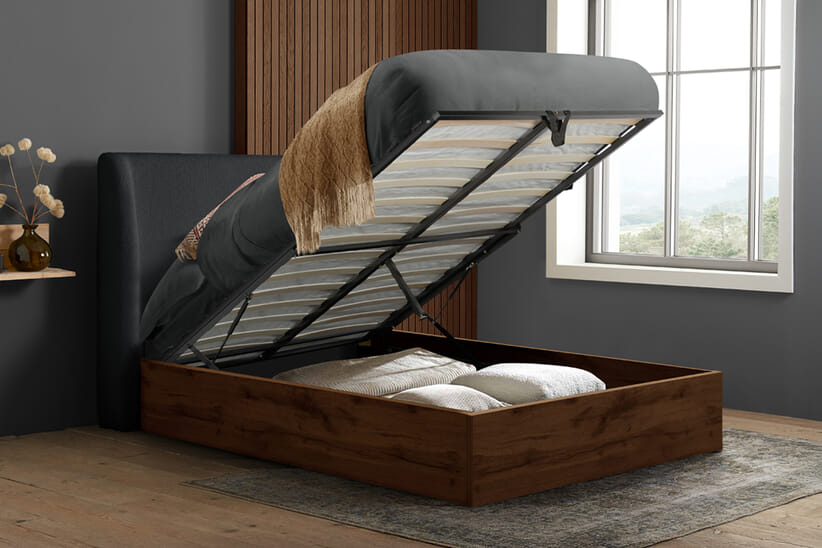 An image for Halfden Grey Boucle Ottoman Bed