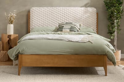 An image for Hatti White Fabric Bed