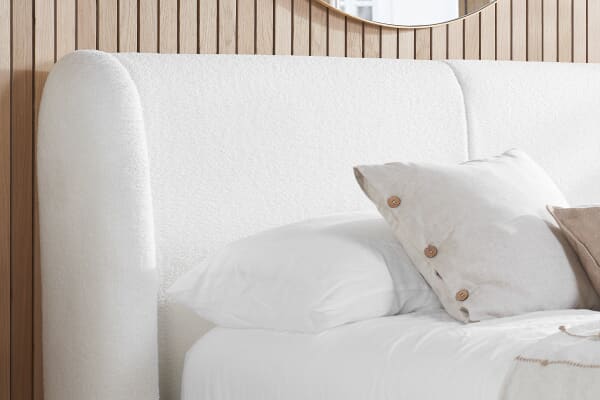 An image for Eden White Boucle Bed