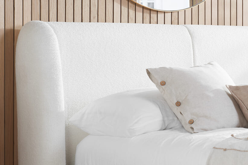 An image for Eden White Boucle Bed