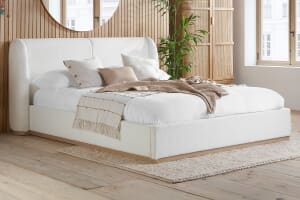 A product image for the Eden White Boucle Bed