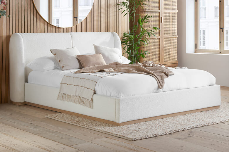 An image for Eden White Boucle Bed