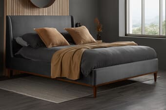 A product image for the Lincoln Grey Velvet Bed