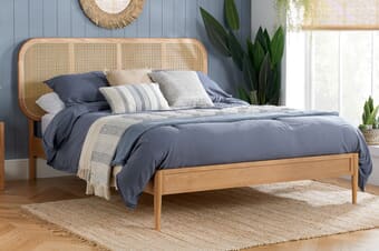 A product image for the Elina Rattan Oak Bed