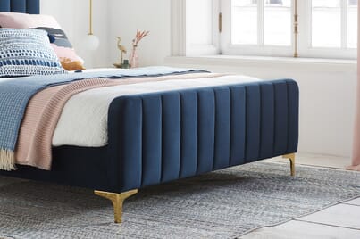 An image for Deco Midnight Blue Velvet Bed