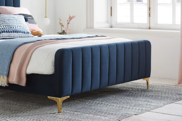 An image for Deco Midnight Blue Velvet Bed