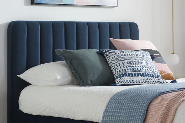 An image for Deco Midnight Blue Velvet Bed
