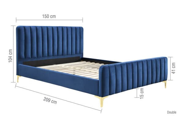 An image for Deco Midnight Blue Velvet Bed