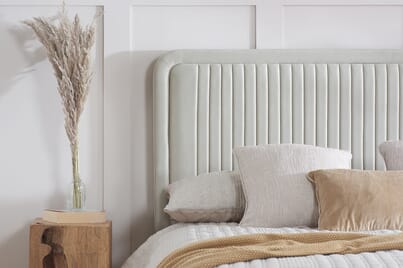 An image for Haven Warm Stone Fabric Bed