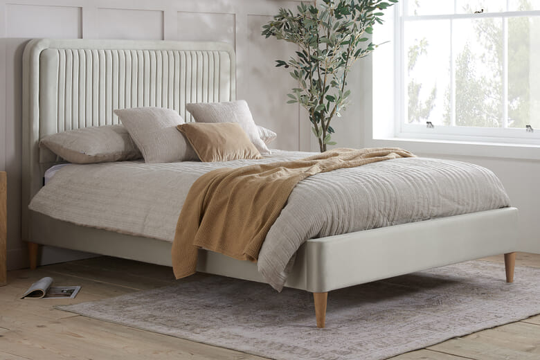 An image for Haven Warm Stone Fabric Bed