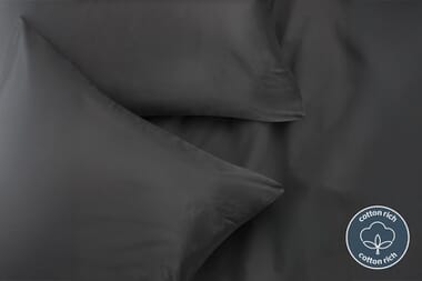 An image for Silentnight Washed Cotton Rich Pillowcase Pair - Charcoal