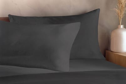 An image for Silentnight Washed Cotton Rich Pillowcase Pair - Charcoal