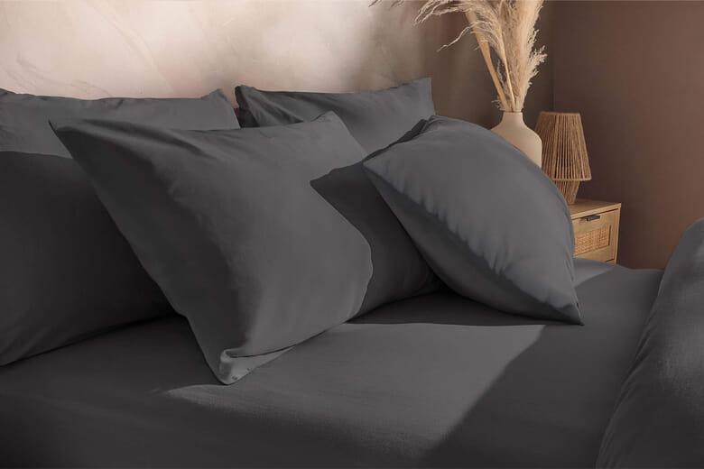 An image for Silentnight Washed Cotton Rich Pillowcase Pair - Charcoal