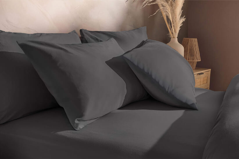 An image for Silentnight Washed Cotton Rich Pillowcase Pair - Charcoal