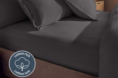 An image for Silentnight Washed Cotton Rich Fitted Sheet - Charcoal