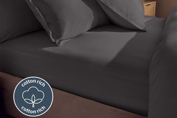 An image for Silentnight Washed Cotton Rich Fitted Sheet - Charcoal