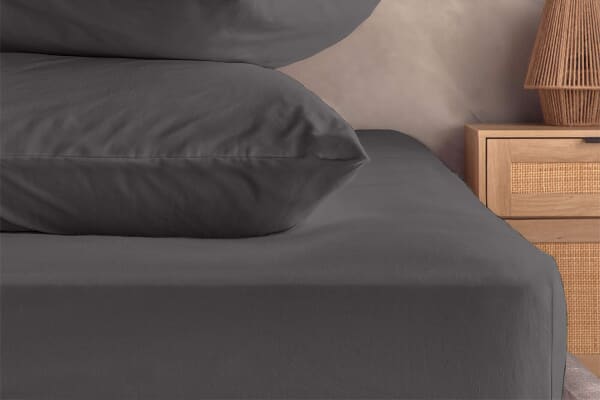 An image for Silentnight Washed Cotton Rich Fitted Sheet - Charcoal