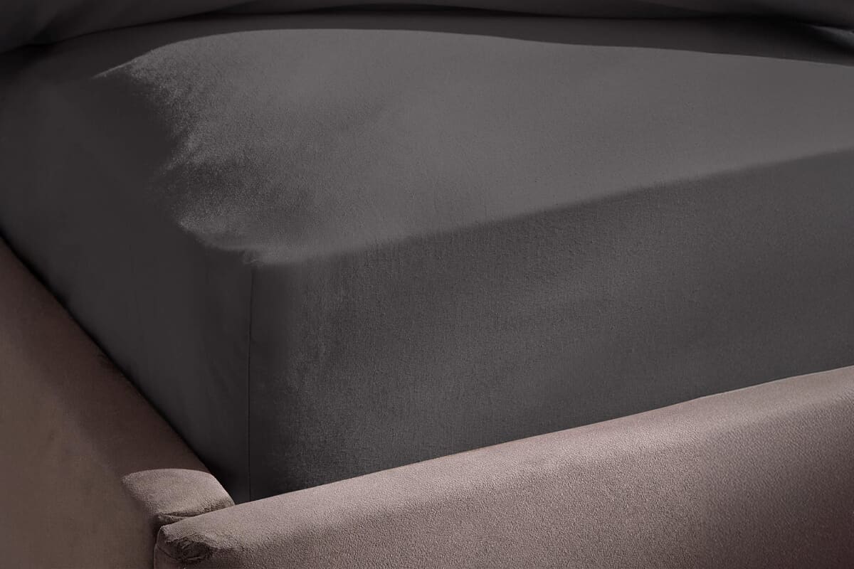 Silentnight Washed Cotton Rich Fitted Sheet - Charcoal