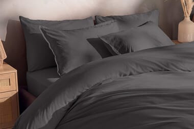 An image for Silentnight Washed Cotton Rich Duvet Set - Charcoal