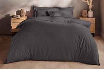 A product image for the Silentnight Washed Cotton Rich Duvet Set - Charcoal