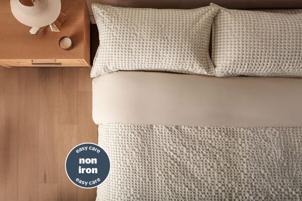 An image for Silentnight Supersoft Gingham Seersucker Duvet Set – Natural