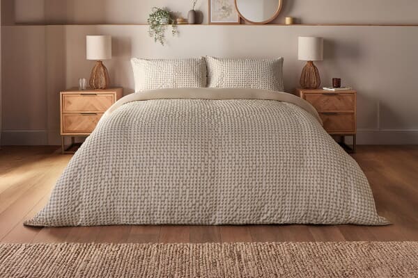 An image for Silentnight Supersoft Gingham Seersucker Duvet Set – Natural
