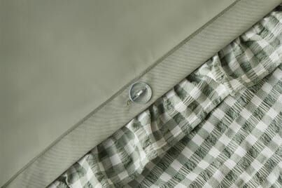 An image for Silentnight Supersoft Gingham Seersucker Ruffle Duvet Set – Sage