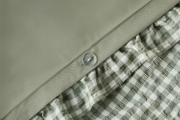 An image for Silentnight Supersoft Gingham Seersucker Ruffle Duvet Set – Sage