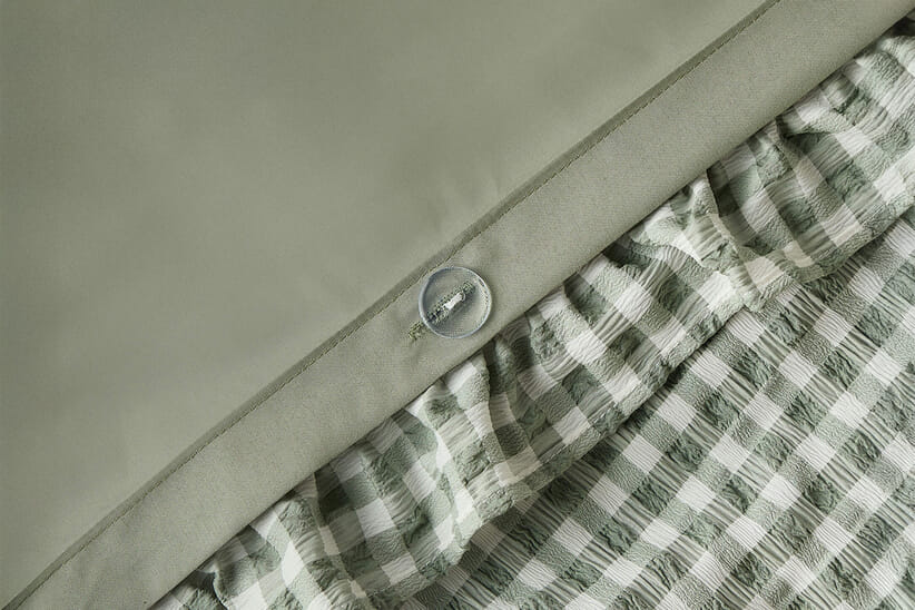 An image for Silentnight Supersoft Gingham Seersucker Ruffle Duvet Set – Sage