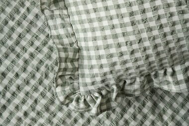 An image for Silentnight Supersoft Gingham Seersucker Ruffle Duvet Set – Sage