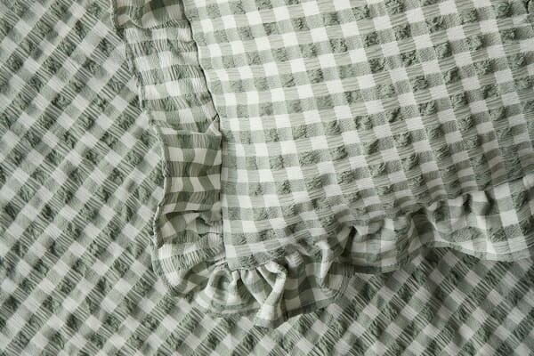 An image for Silentnight Supersoft Gingham Seersucker Ruffle Duvet Set – Sage
