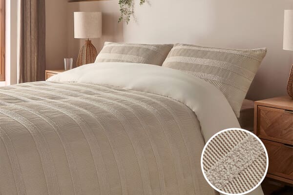 An image for Silentnight Supersoft Waffle Textured Duvet Set - Natural