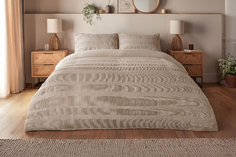 An image for Silentnight Supersoft Waffle Textured Duvet Set - Natural