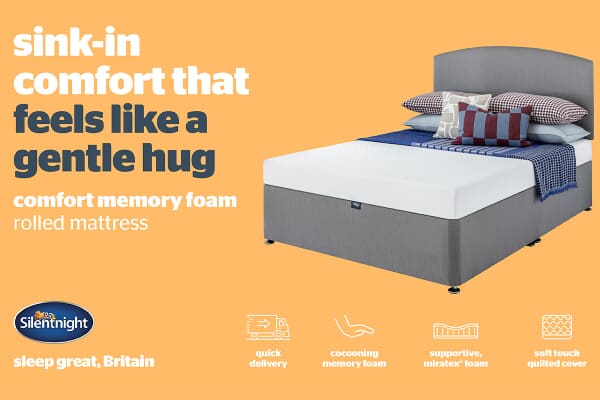 An image for Silentnight Comfort Memory Foam Mattress + Premium Divan Bed