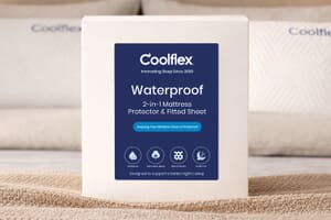 A product image for the Coolflex® 2-in-1 Waterproof Mattress Protector & Fitted Sheet