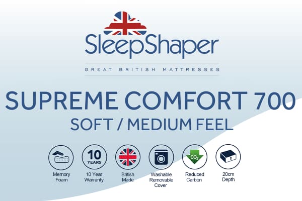 An image for SleepShaper® Supreme Comfort 700 Memory Foam Mattress