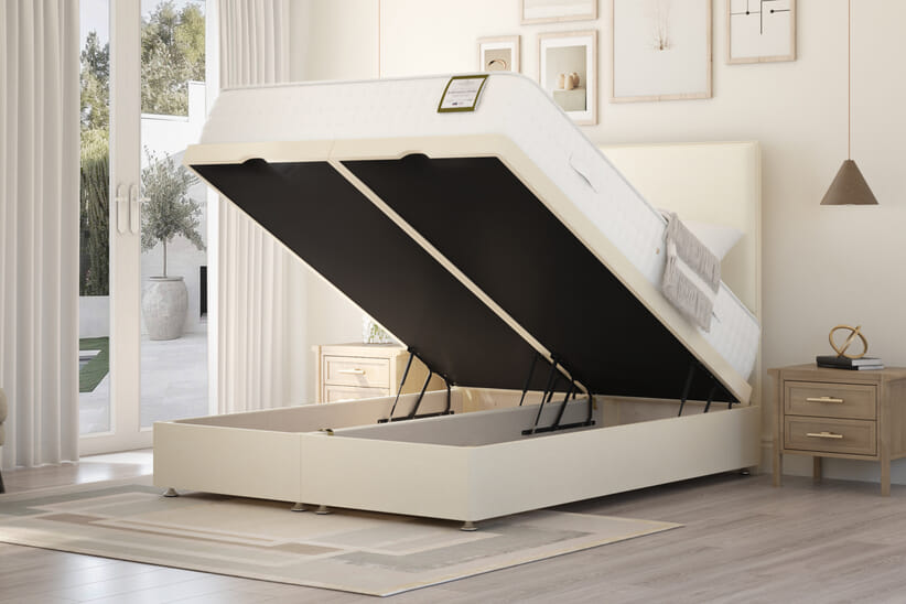 An image for Highgrove Ashbourne Ortho 2000 Pocket Natural Mattress + Ottoman Divan Bed