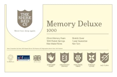 An image for Shire Bed Company Memory Deluxe 1000 Mattress + Ottoman Divan Bed