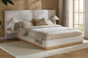 A product image for the Como White Fabric Bed