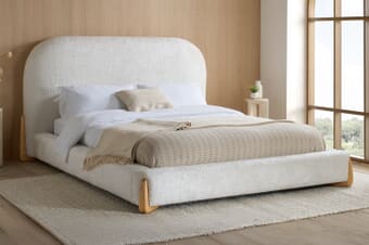 A product image for the Amalfi White Fabric Bed