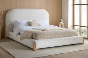 A product image for the Amalfi White Fabric Bed