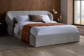 A product image for the Milan Grey Upholstered Bed