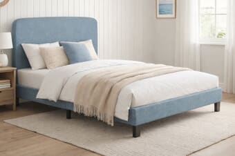 A product image for the Jacob Blue Upholstered Bed