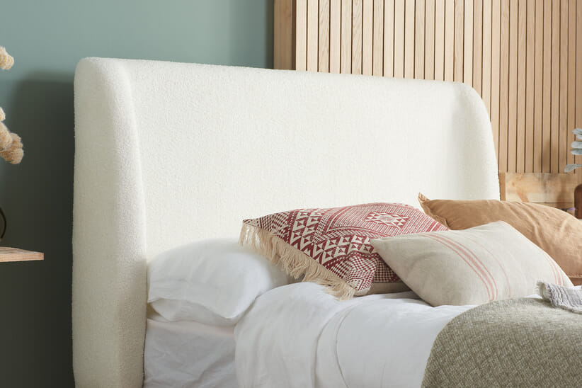 An image for Halfden White Boucle Ottoman Bed