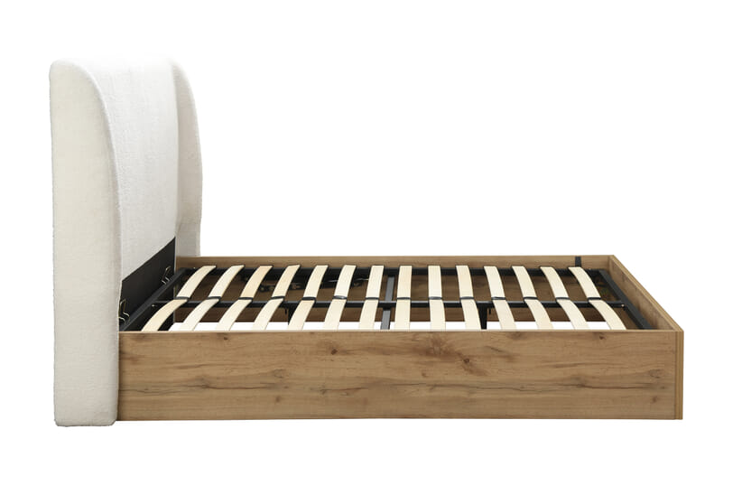 An image for Halfden White Boucle Ottoman Bed
